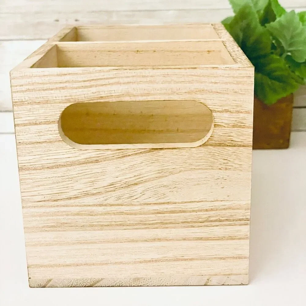NWT Farmhouse Black Wood Remotes Graphic 2 Slots Minimalist Holder Organizer
